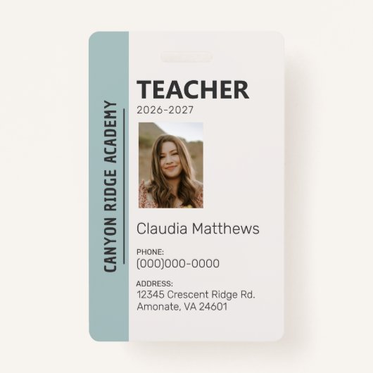 Mint Stripe Homeschool Educator ID Badge Ausweis (Vorderseite)