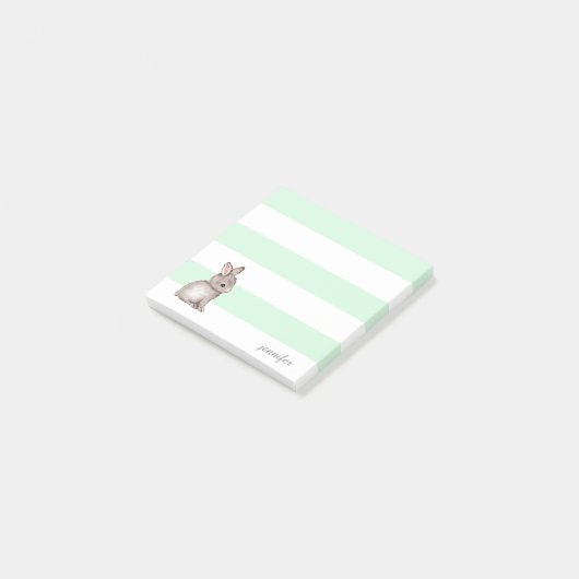 Mint Stripes Bunny Post-it® Notes Post-it Klebezettel (angewinkelt)