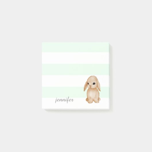 Mint Stripes Bunny Post-it® Notes Post-it Klebezettel (Vorderseite)