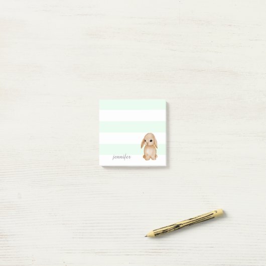 Mint Stripes Bunny Post-it® Notes Post-it Klebezettel (Auf Schreibtisch)