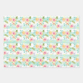 Mint Stripes floral Chic Geschenkpapier Set (Vorderseite)