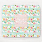 Mint Stripes floral Chic Mousepad (Vorne)