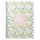 Mint Stripes floral Chic Notizblock (Vorderseite)