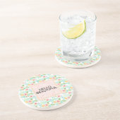 Mint Stripes floral Chic Sandstein Untersetzer (Seite)