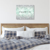 Mint Stripes Glam Glitz Silver Glitzer Leinwanddruck (Insitu (Schlafzimmer))