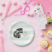 Mint Stripes Heart Raccoon Party Papierplatte Pappteller (Party)