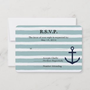 Mint Stripes Nautical Anchor Beach Hochzeit UAWG RSVP Karte