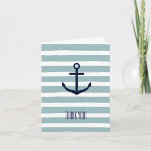 Mint Stripes Nautical Anchor Vielen Dank Dankeskarte