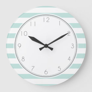 Mint Stripes Pattern Große Wanduhr