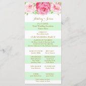 Mint Stripes Pink Watercolor Hochzeitsprogramm Programm (Rückseite)
