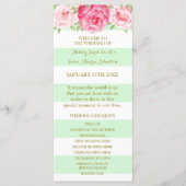 Mint Stripes Pink Watercolor Hochzeitsprogramm Programm (Vorderseite)