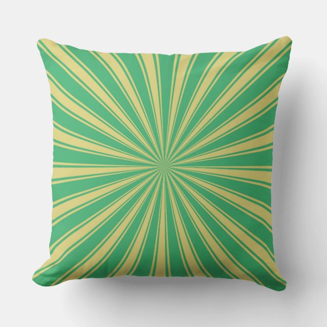 Mint Sun Funky Rays Retro Streifen Kissen (Vorderseite)