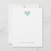 Mint Sweet Heart Monogram Stationery Mitteilungskarte (Vorderseite)