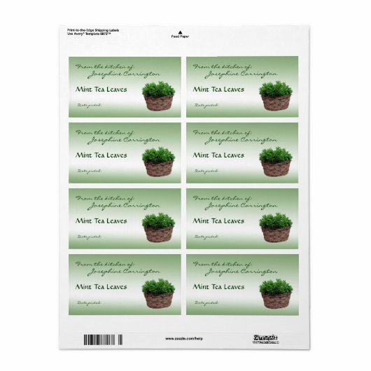 Mint Tea Blätter Labels (Vorne)