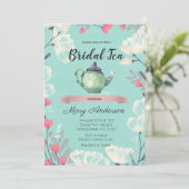 Mint Tea Party Bridal Dusche Einladung (Stehend Vorderseite)