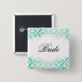 MINT & Teal Damast Braut Button (Vorne & Hinten)