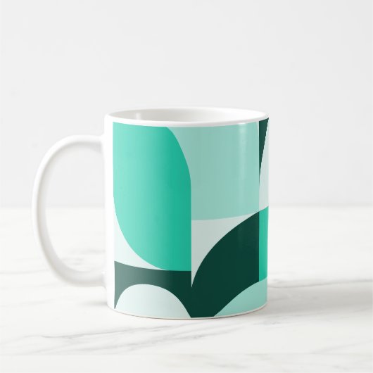 Mint Teal Geometric Composition Kaffeetasse (Links)