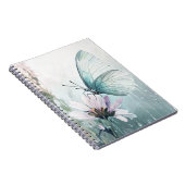 Mint Teal Schmetterling Soft Pastel Floral Notizblock (Rechte Seite)