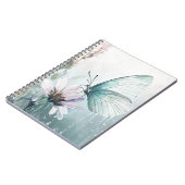 Mint Teal Schmetterling Soft Pastel Floral Notizblock (Linke Seite)