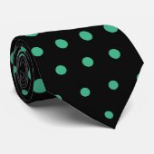 Mint Techno Dots Modern Black Krawatte (Gerollt)