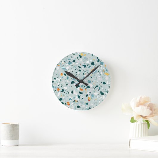 Mint Terrazzo Runde Wanduhr (Zuhause)