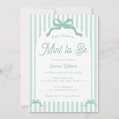 Mint To Be Bow Stripes Bridal Shower Einladung (Vorderseite)