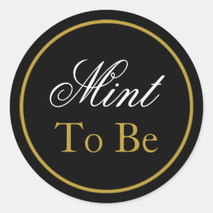 "Mint to Be" Hochzeitsaufkleber - Schwarzes Gold Runder Aufkleber