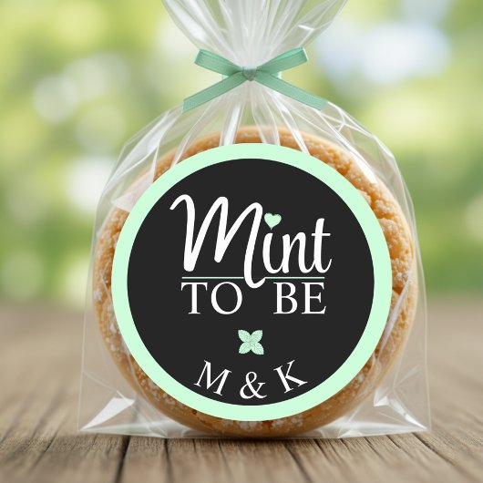 Mint to Be Monogram Wedding Bridal Shower Runder Aufkleber