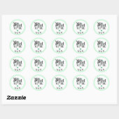 Mint to Be Monogram Wedding Bridal Shower Runder Aufkleber (Blatt)