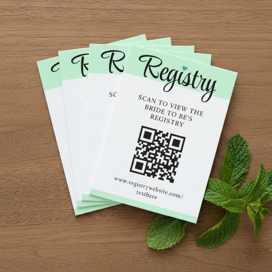 Mint to Be QR Code Wedding Registry Bridal Shower Begleitkarte