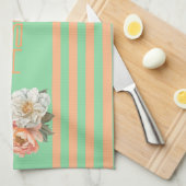 Mint Top with Orange Stripes Floral Geschirrtuch (Viertel Falte)