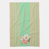 Mint Top with Orange Stripes Floral  Geschirrtuch (Vertikal)