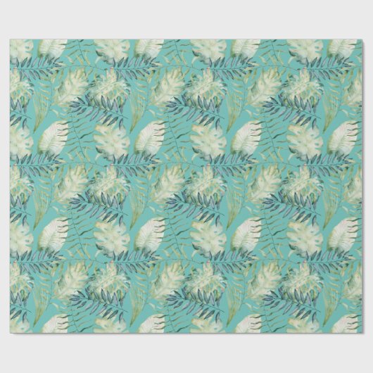 Mint Tropical Green Blätter Geschenkpapier (Flach)