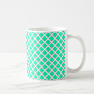 Mint Türkis Geneigte Quadrate Modernes Muster Kaffeetasse