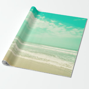 Mint Türkis Retro-Strandhintergrund,vintage,Strand Geschenkpapier
