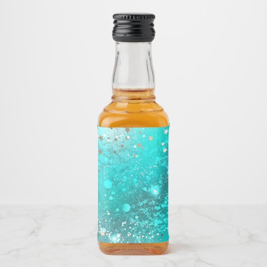 Mint Turquoise Foil Hintergrund Alkoholflaschenetikett (Vorderseite)