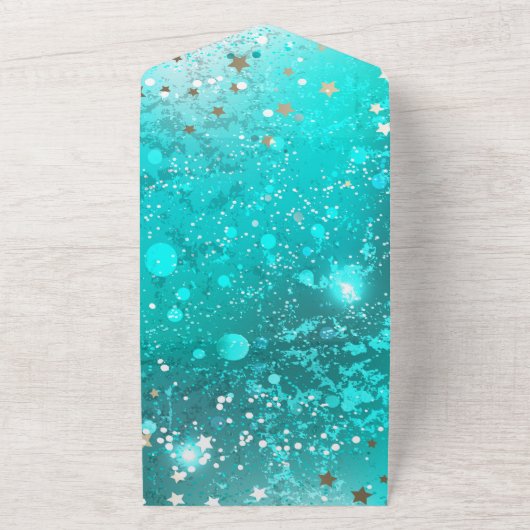 Mint Turquoise Foil Hintergrund All In One Einladung (Außenbereich)