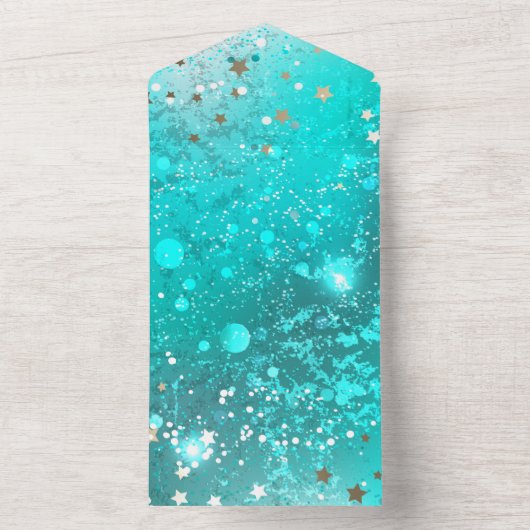 Mint Turquoise Foil Hintergrund All In One Einladung (Innen Boden)