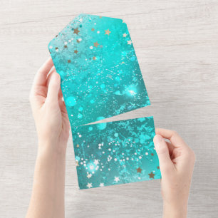 Mint Turquoise Foil Hintergrund All In One Einladung