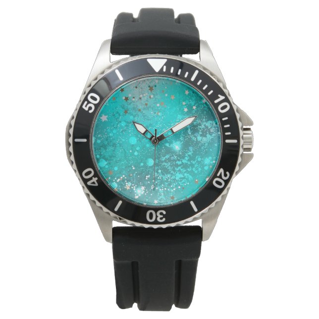 Mint Turquoise Foil Hintergrund Armbanduhr (Vorderseite)