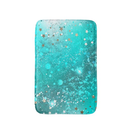 Mint Turquoise Foil Hintergrund Badematte (Vorderseite Vertikal)
