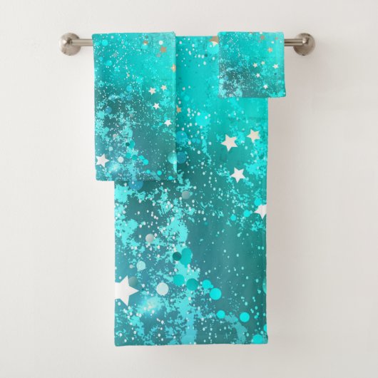 Mint Turquoise Foil Hintergrund Badhandtuch Set (Insitu)