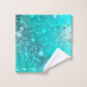 Mint Turquoise Foil Hintergrund Badhandtuch Set (Waschlappen)