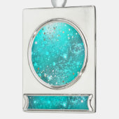 Mint Turquoise Foil Hintergrund Banner-Ornament Silber (Links)