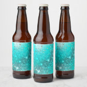 Mint Turquoise Foil Hintergrund Bierflaschenetikett (Flaschen)