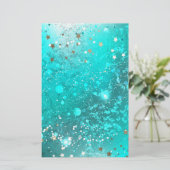 Mint Turquoise Foil Hintergrund Briefpapier (Stehend Vorderseite)