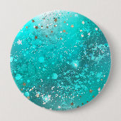 Mint Turquoise Foil Hintergrund Button (Vorderseite)