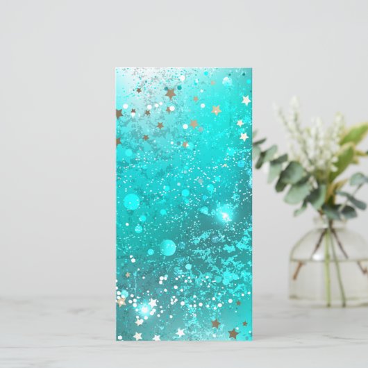 Mint Turquoise Foil Hintergrund Dankeskarte (Stehend Vorderseite)