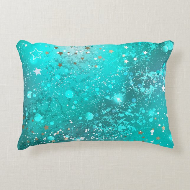 Mint Turquoise Foil Hintergrund Dekokissen (Vorderseite)