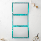 Mint Turquoise Foil Hintergrund Dreifach Gefaltete Karte (Innenseite)
